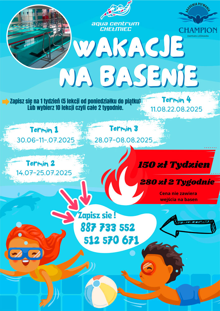 Trwa Wakacyjna Szkoła Pływania w Chełmcu – zapisy na ostatni termin 11–22 sierpnia