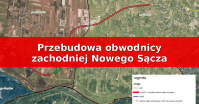 Obwodnica zachodnia Nowego Sącza zamknięta. Kierowcy pojadą objazdami przez Chełmiec i Świniarsko