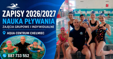 Zapisy na naukę pływania dla dzieci w Aqua Centrum Chełmiec w roku szkolnym 2026/2027 – zajęcia grupowe i indywidualne.